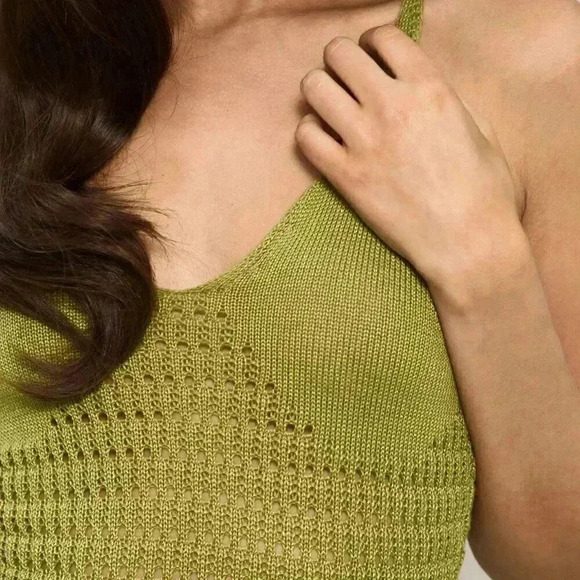 Green Sexy Women's Khaki Crochet Knit Frill Hen Mini Dress - Picture 3 of 5